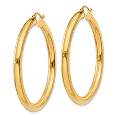 10k Polished 4mm Lightweight Tube Hoop Earrings