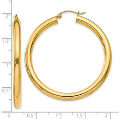 10k Polished 4mm Lightweight Tube Hoop Earrings