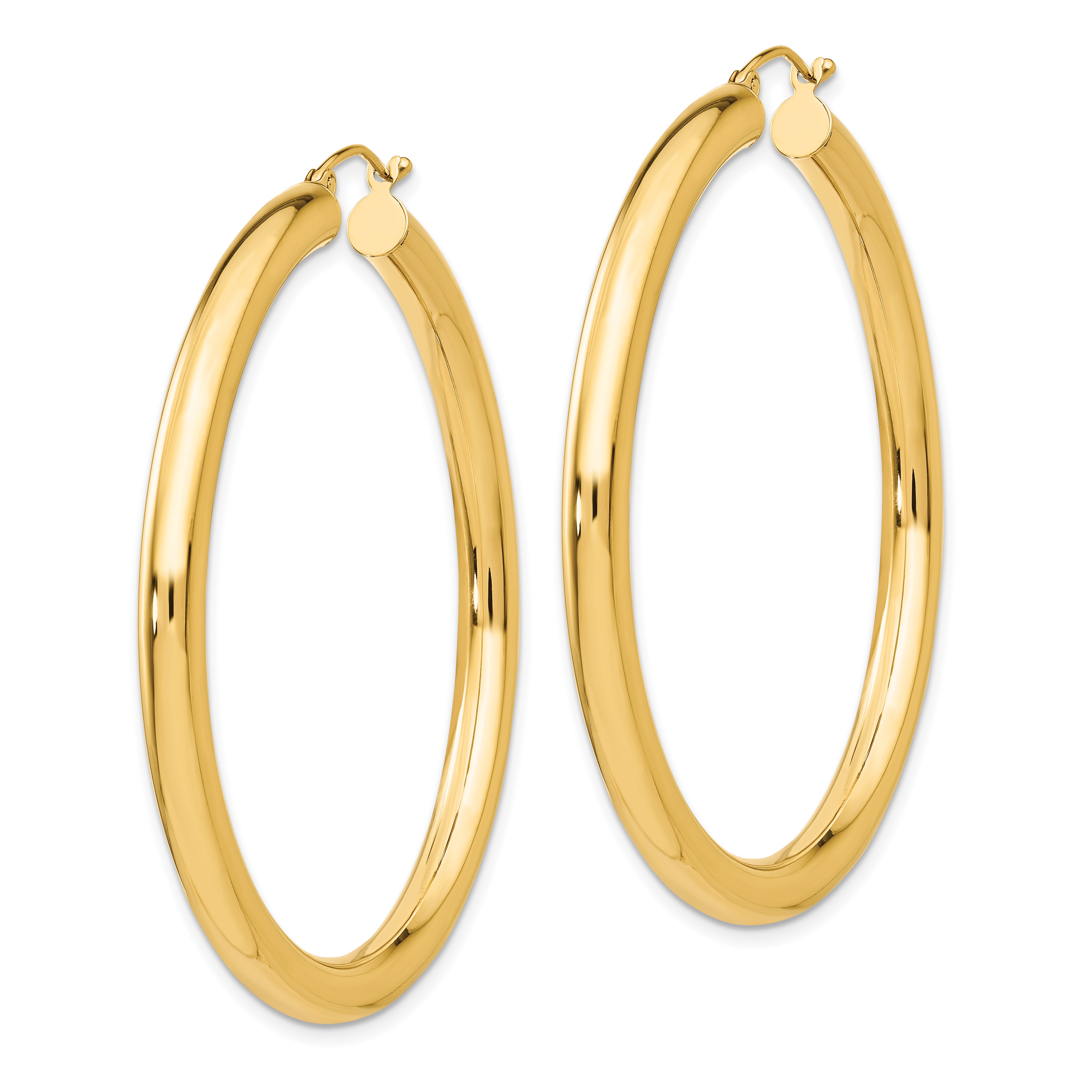 10K Gold Polished 4mm Hoop Earrings with Wire Closure for Women