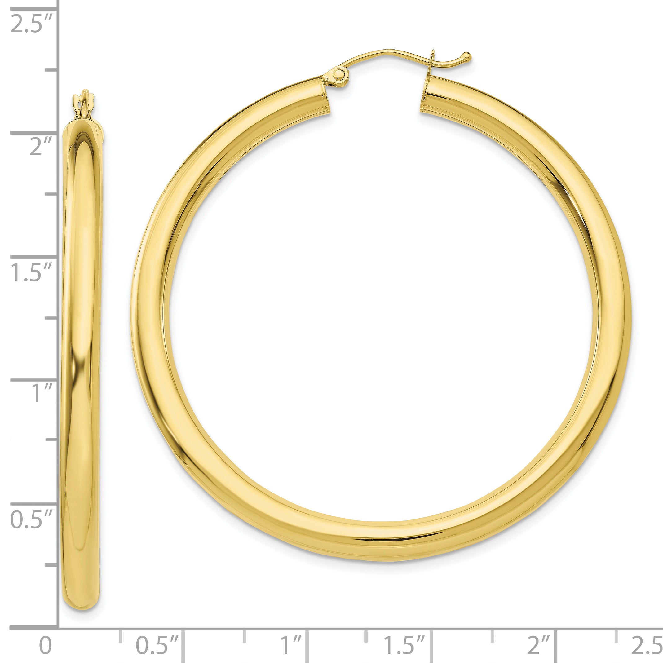 10K Gold Polished 4mm Hoop Earrings with Wire Closure for Women