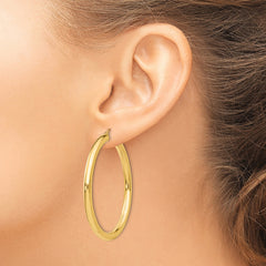 10k Polished 4mm Lightweight Tube Hoop Earrings