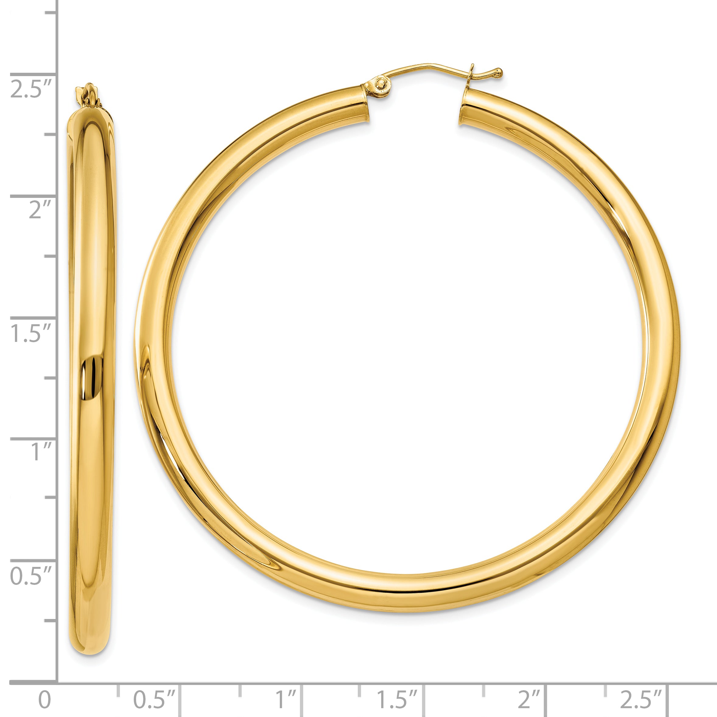 10k Polished 4mm Lightweight Tube Hoop Earrings