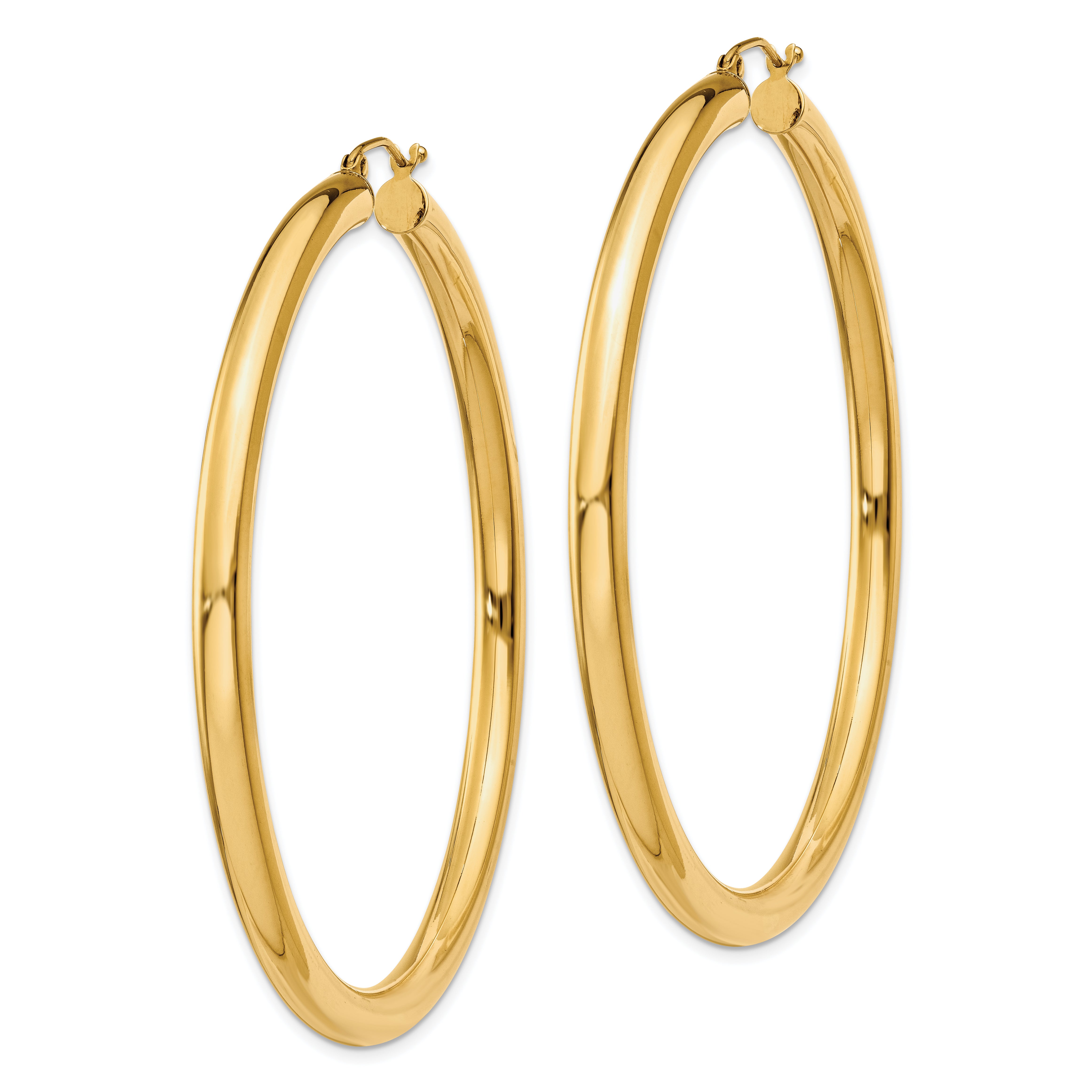 10K Polished 4mm Tube Hoop Earrings