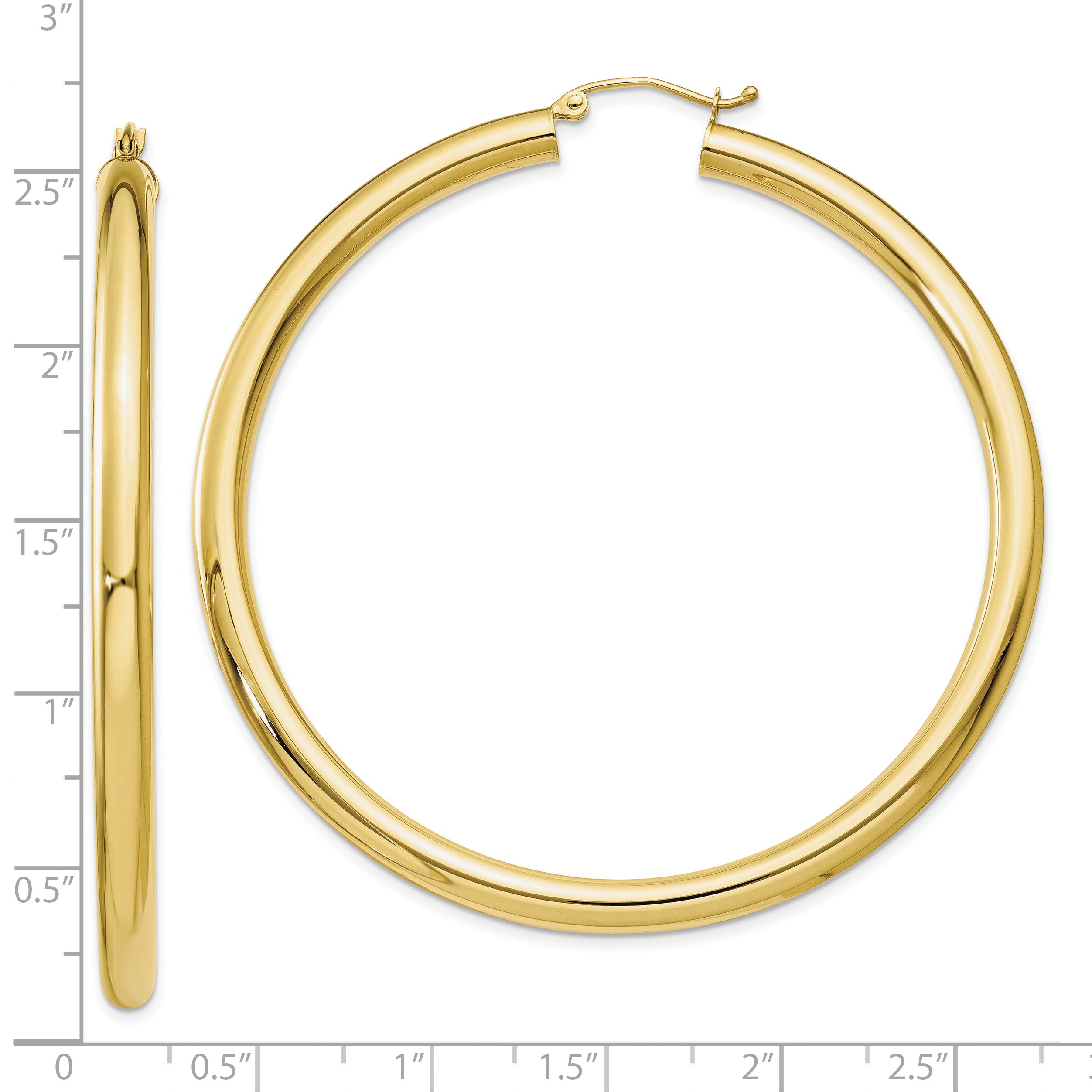 10K Polished 4mm Tube Hoop Earrings