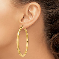 10k Polished 4mm Lightweight Tube Hoop Earrings