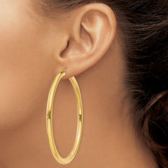 10K Gold Polished 4mm Hoop Earrings with Wire Clasp for Women