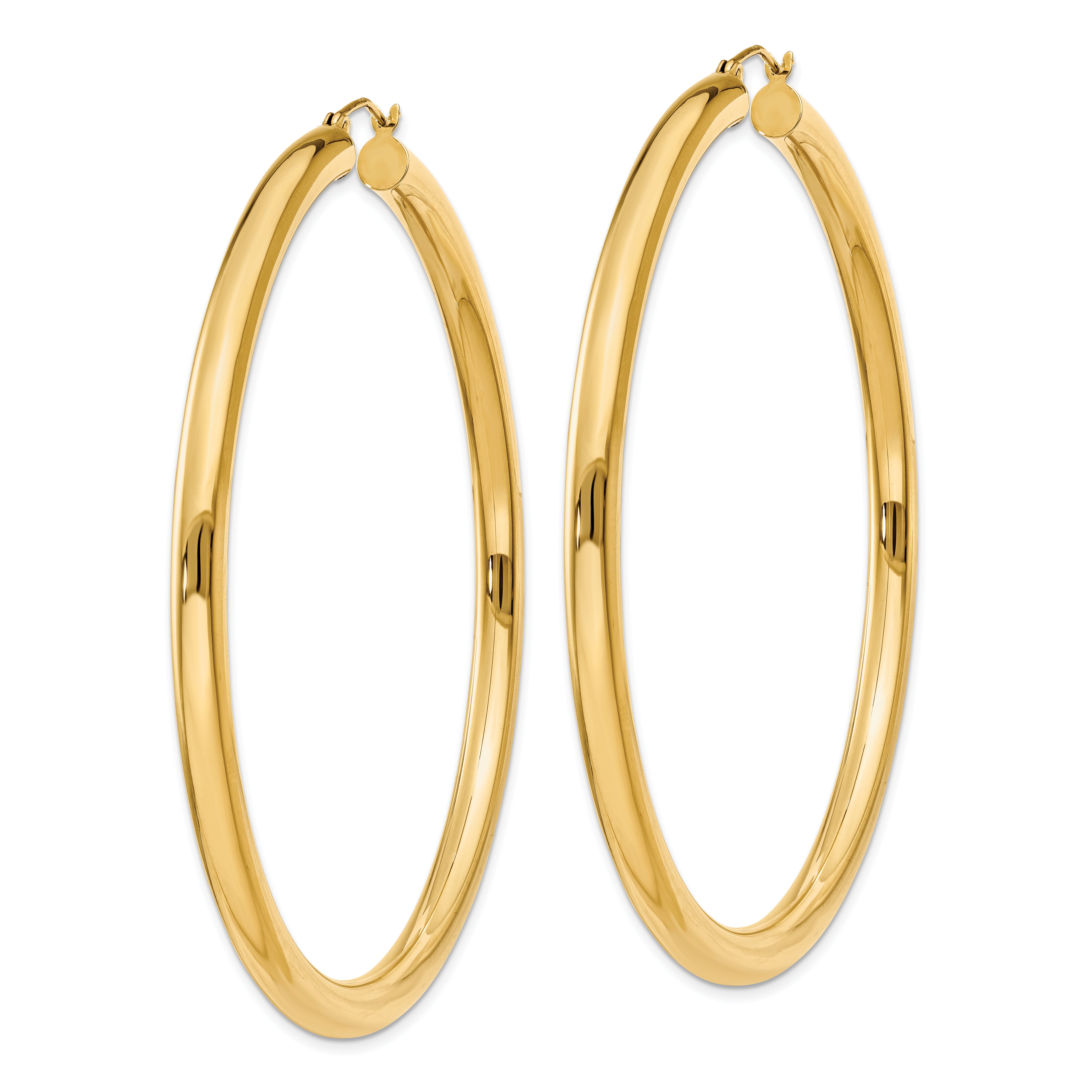 10k Polished 4mm Lightweight Tube Hoop Earrings