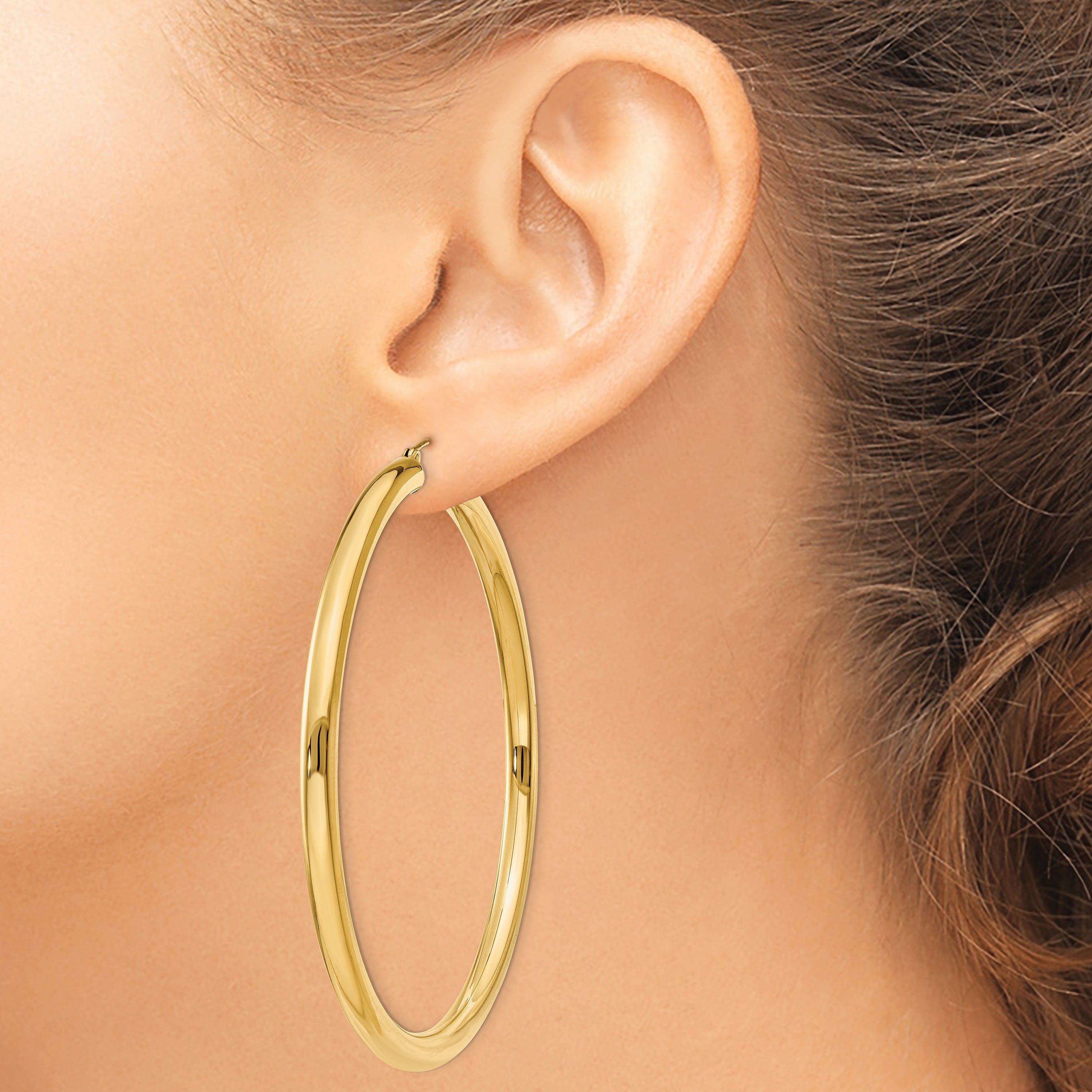 10k Polished 4mm Lightweight Tube Hoop Earrings