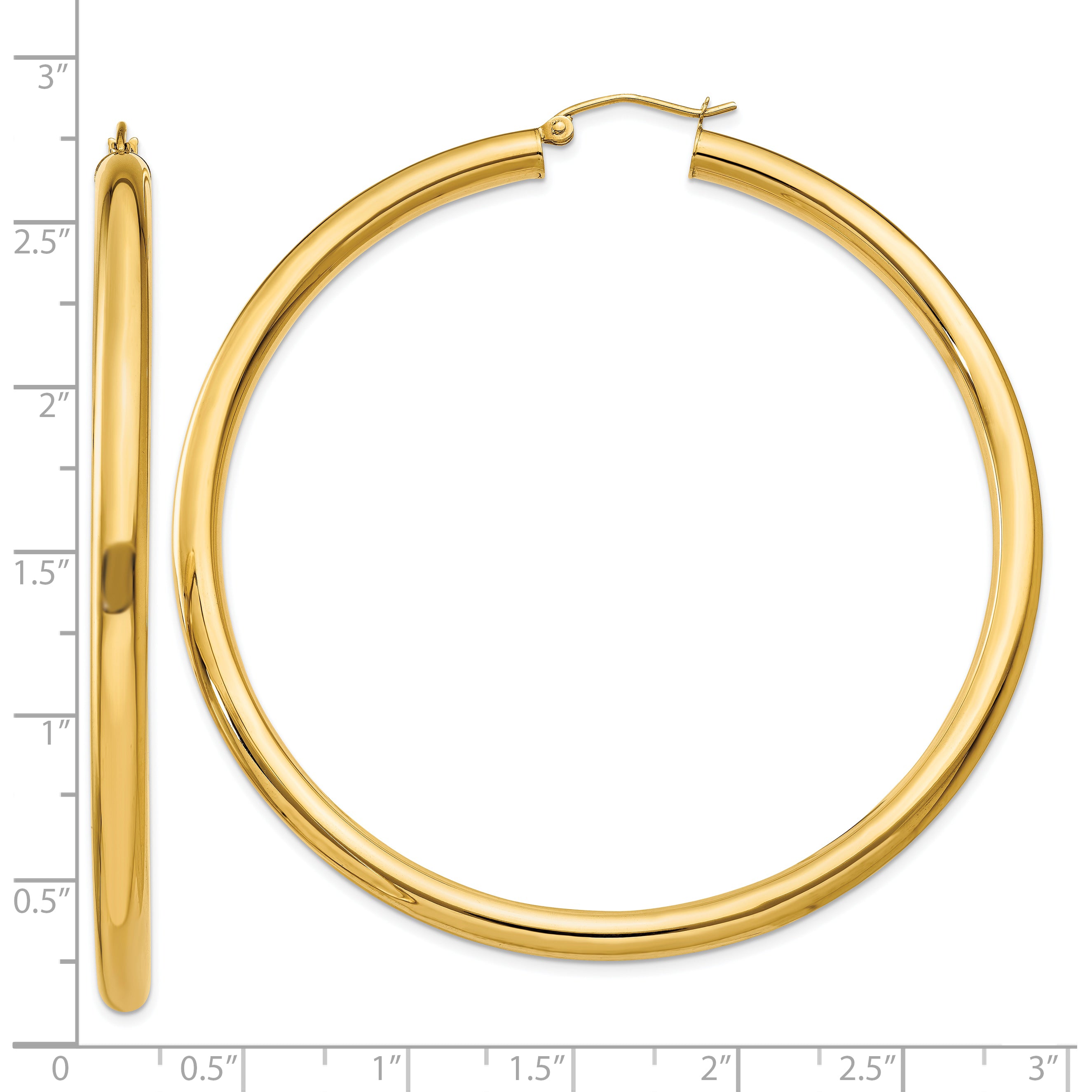 10k Polished 4mm Lightweight Tube Hoop Earrings