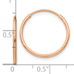 10k Rose Gold Polished Endless Tube Hoop Earrings