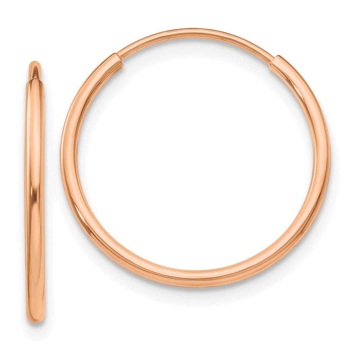 10k Rose Gold Polished Endless Tube Hoop Earrings