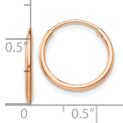 10k Rose Gold Polished Endless Tube Hoop Earrings