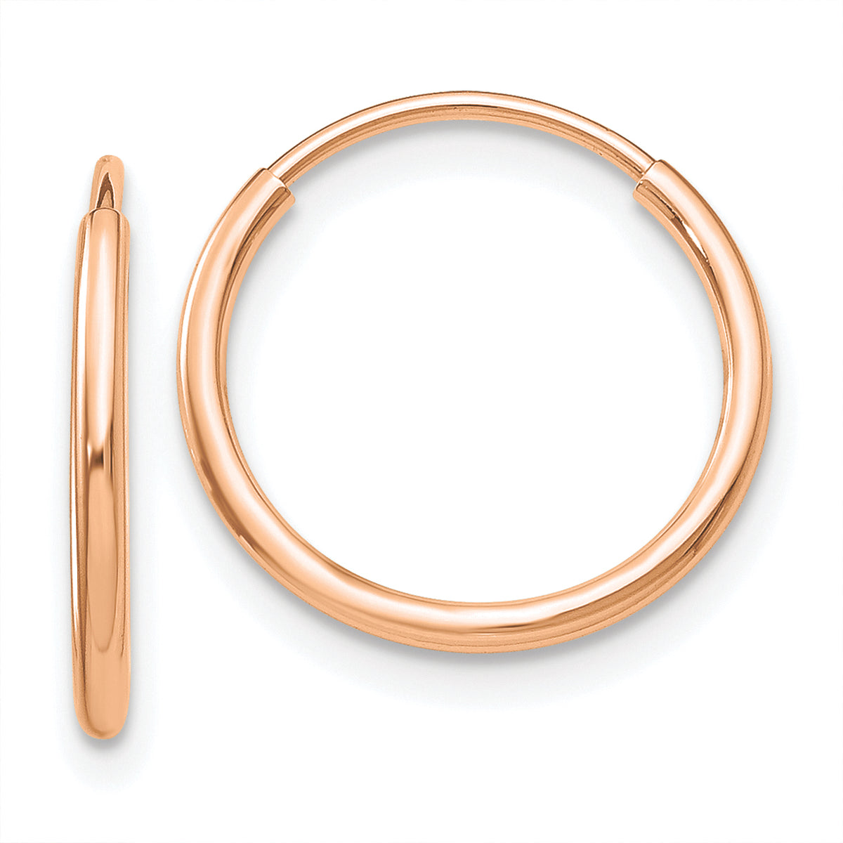 10k Rose Gold Polished Endless Tube Hoop Earrings