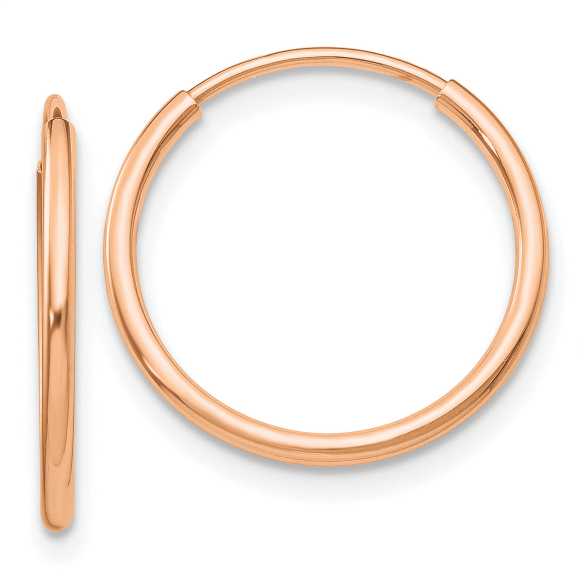 10k Rose Gold Polished Endless Tube Hoop Earrings