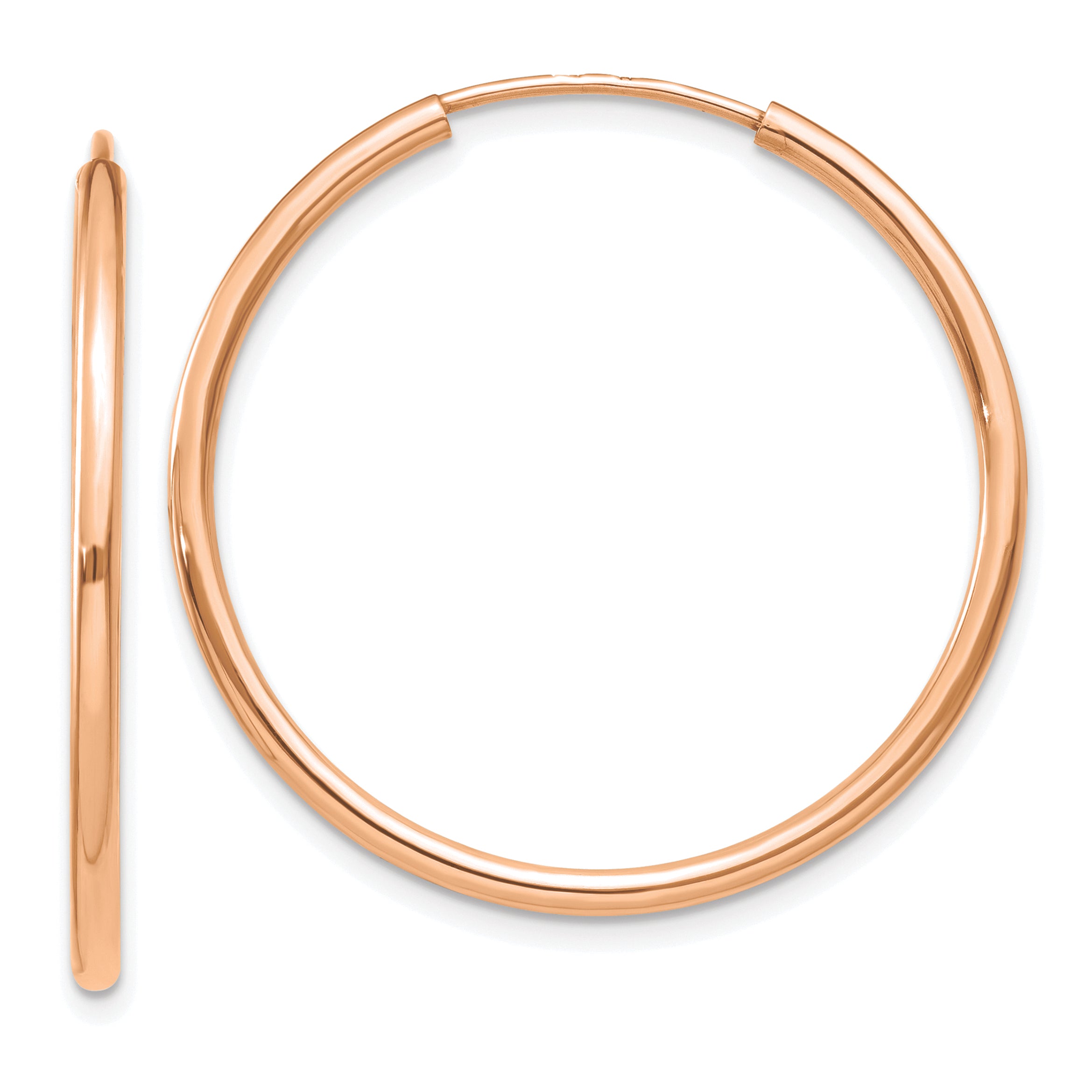 10k Rose Gold Polished Endless Tube Hoop Earrings