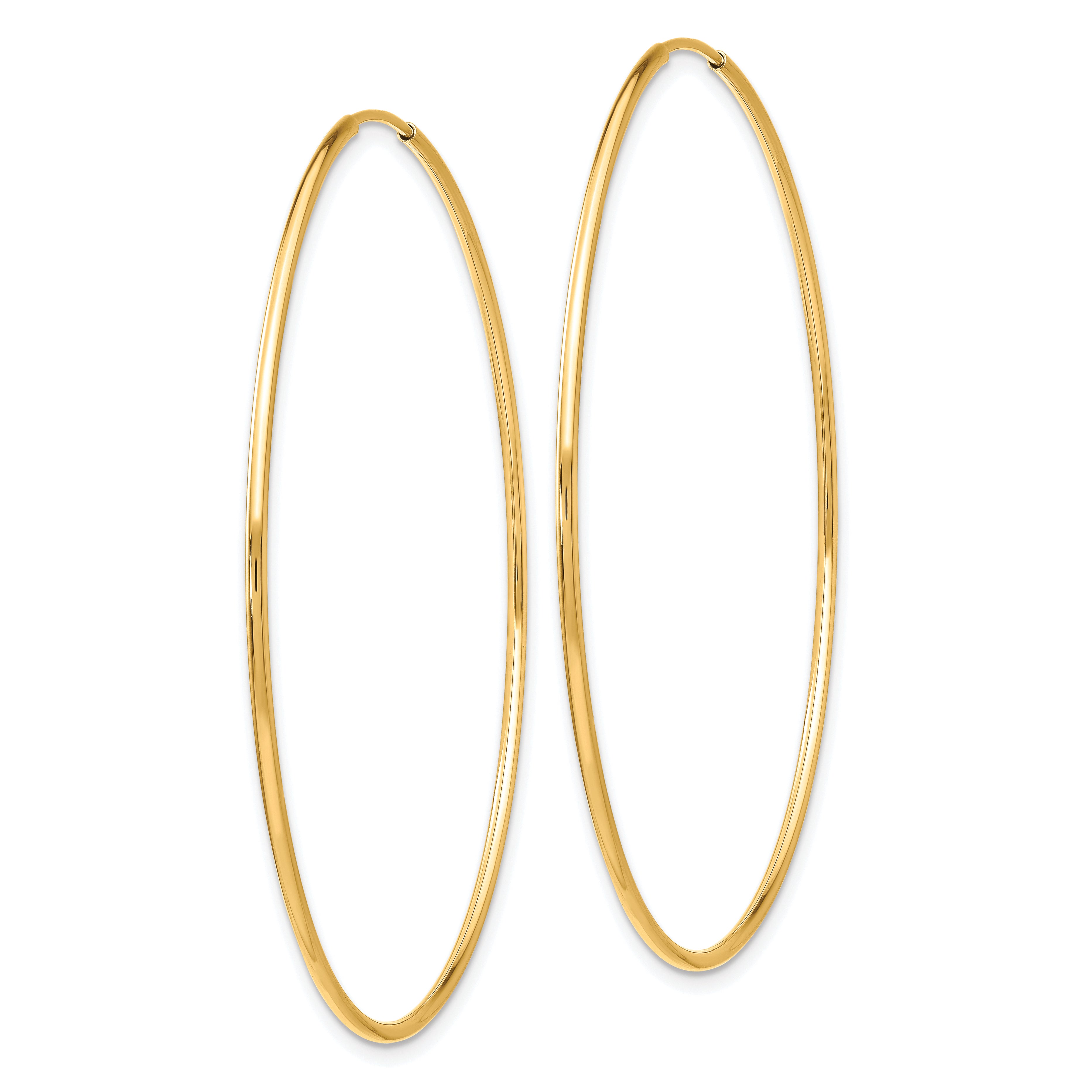 10K Gold Polished Endless Hoop Earrings for Women 54mm Hollow Design