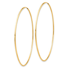 10K Gold Polished Endless Hoop Earrings, 63mm Lightweight Design