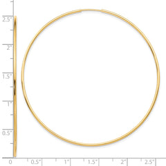 10K Gold Polished Endless Hoop Earrings, 63mm Lightweight Design