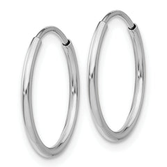 10K White Gold Endless Hoop Earrings with Polished Rhodium Finish