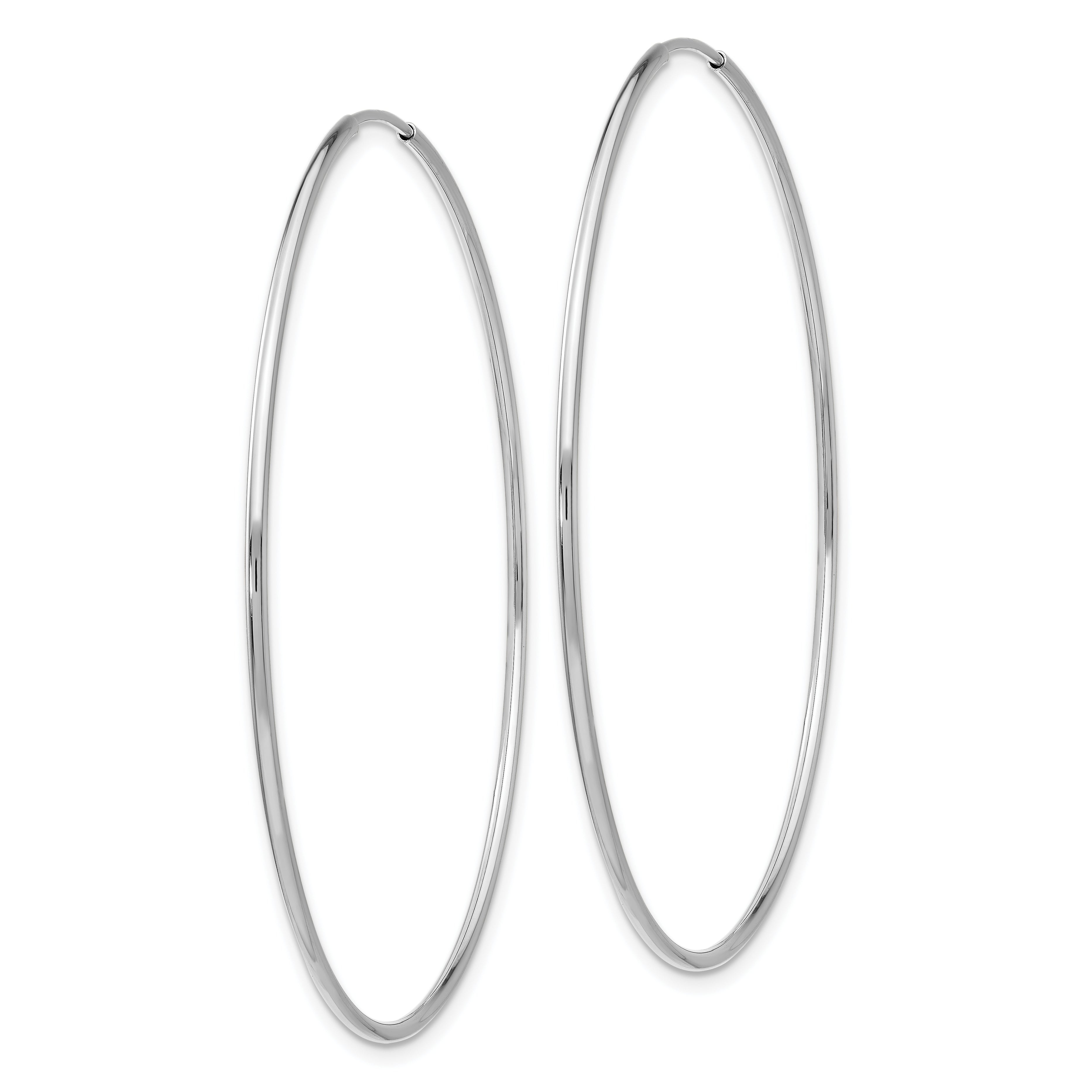 10K White Gold Polished Endless Hoop Earrings for Women, 54mm