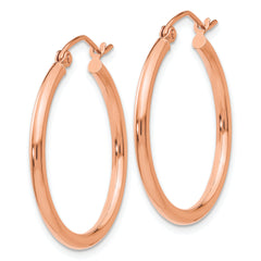 10K Rose Gold Polished Hoop Earrings 26mm Elegant Tube Design for Women