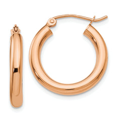 10K Rose Gold Polished 3mm Hoop Earrings