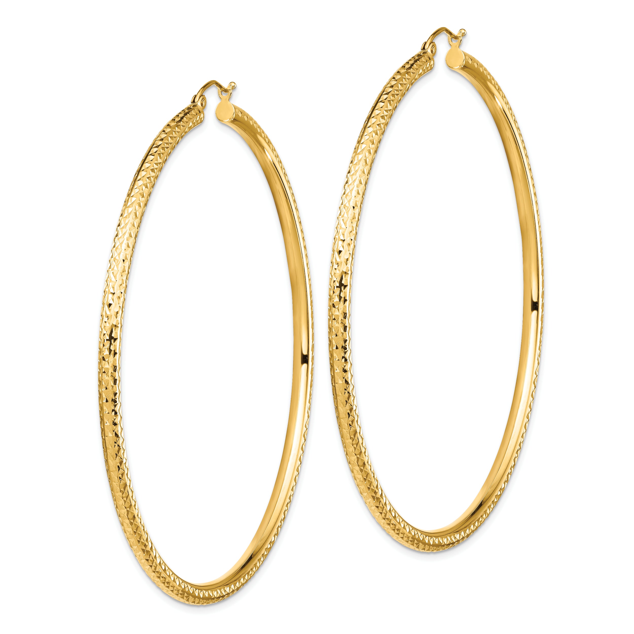 10k Lightweight 3mm Diamond-cut Hoop Earrings