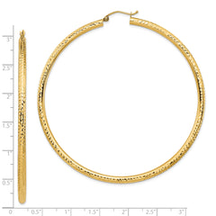 10k Lightweight 3mm Diamond-cut Hoop Earrings