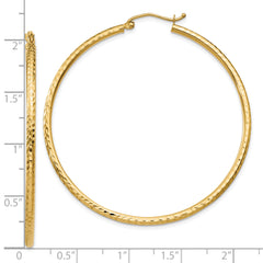 10k Diamond-cut 2mm Round Tube Hoop Earrings