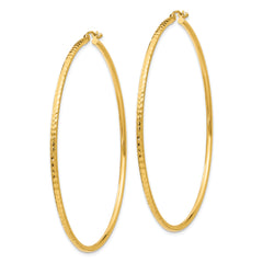 10k Diamond-cut 2mm Round Tube Hoop Earrings