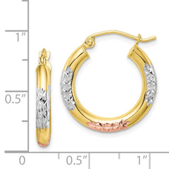 10K Two-Tone Gold Hoop Earrings with Diamond-Cut Polished Finish