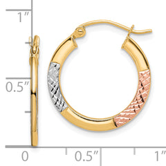 10K Two-Tone Hoop Earrings with Diamond-Cut Polished Finish