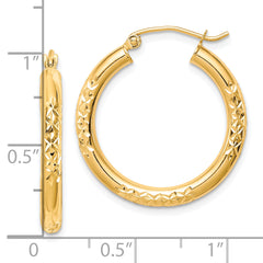 10K Gold Diamond-Cut Hoop Earrings with Polished Finish