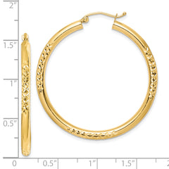 10K Gold Diamond-Cut Hollow Hoop Earrings Polished 40mm Sophia Jewelers