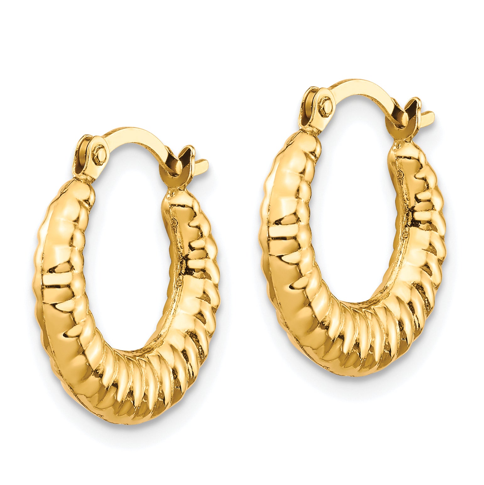 10K Gold Scalloped Hoop Earrings with Polished Finish for Women