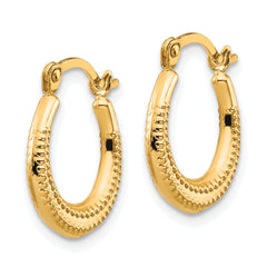 10K Gold Scalloped Textured Hoop Earrings for Women Polished Finish