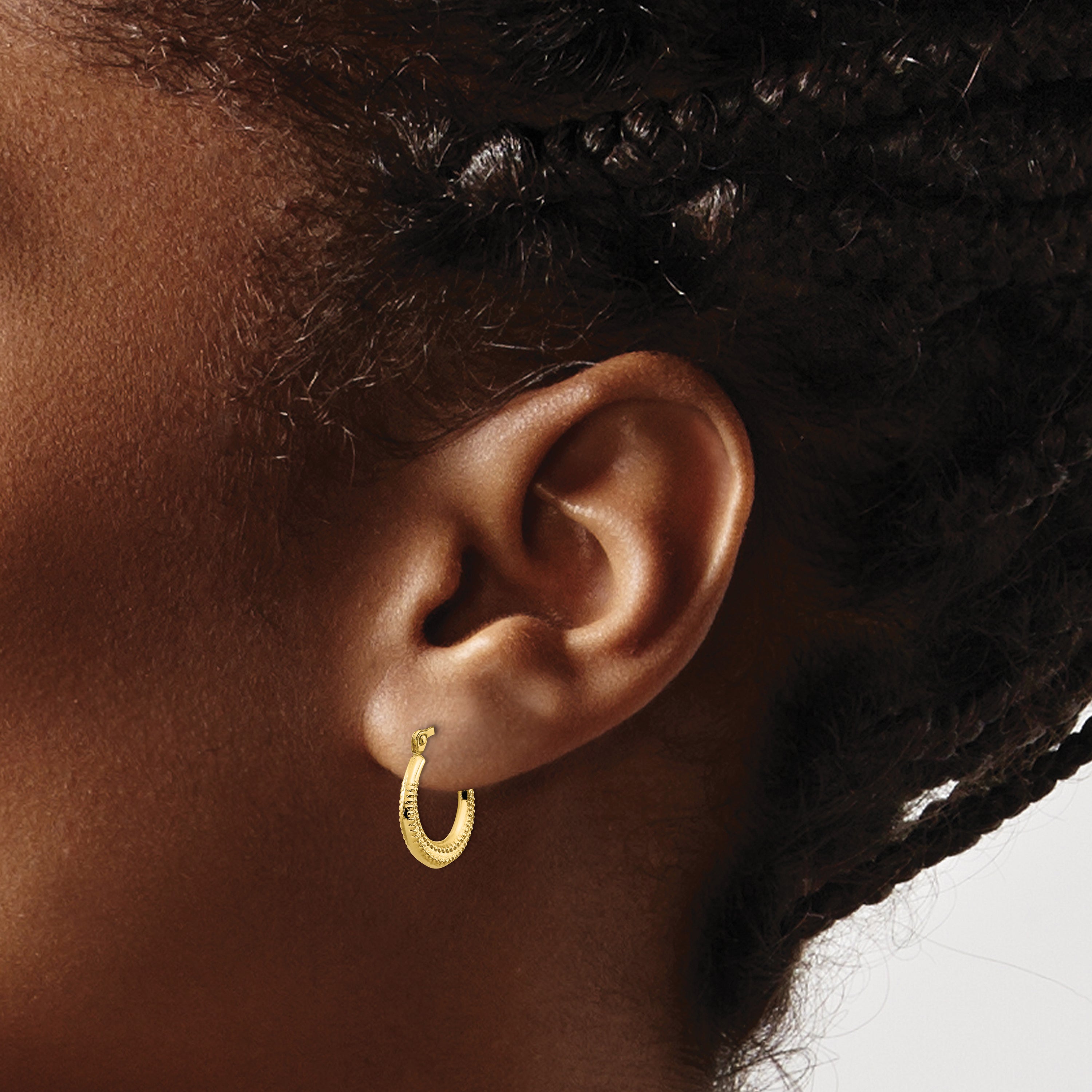 10K Scalloped Textured Hollow Hoop Earrings