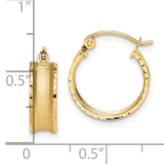 10K Gold Satin Diamond-Cut Hoop Earrings with Polished Finish for Women