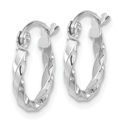 10k White Gold Twist Polished Hoop Earring