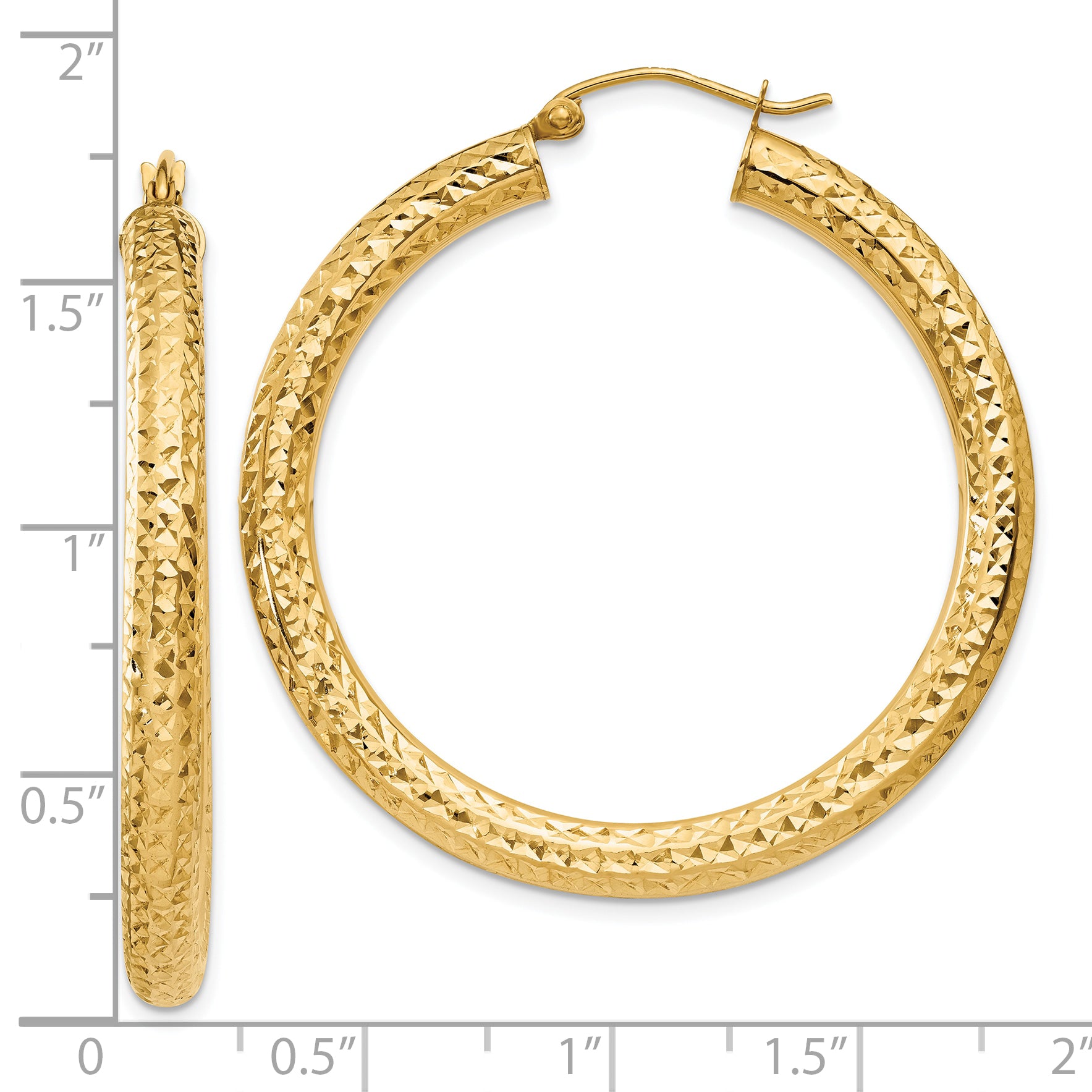 10k Diamond-cut 4mm Round Hoop Earrings