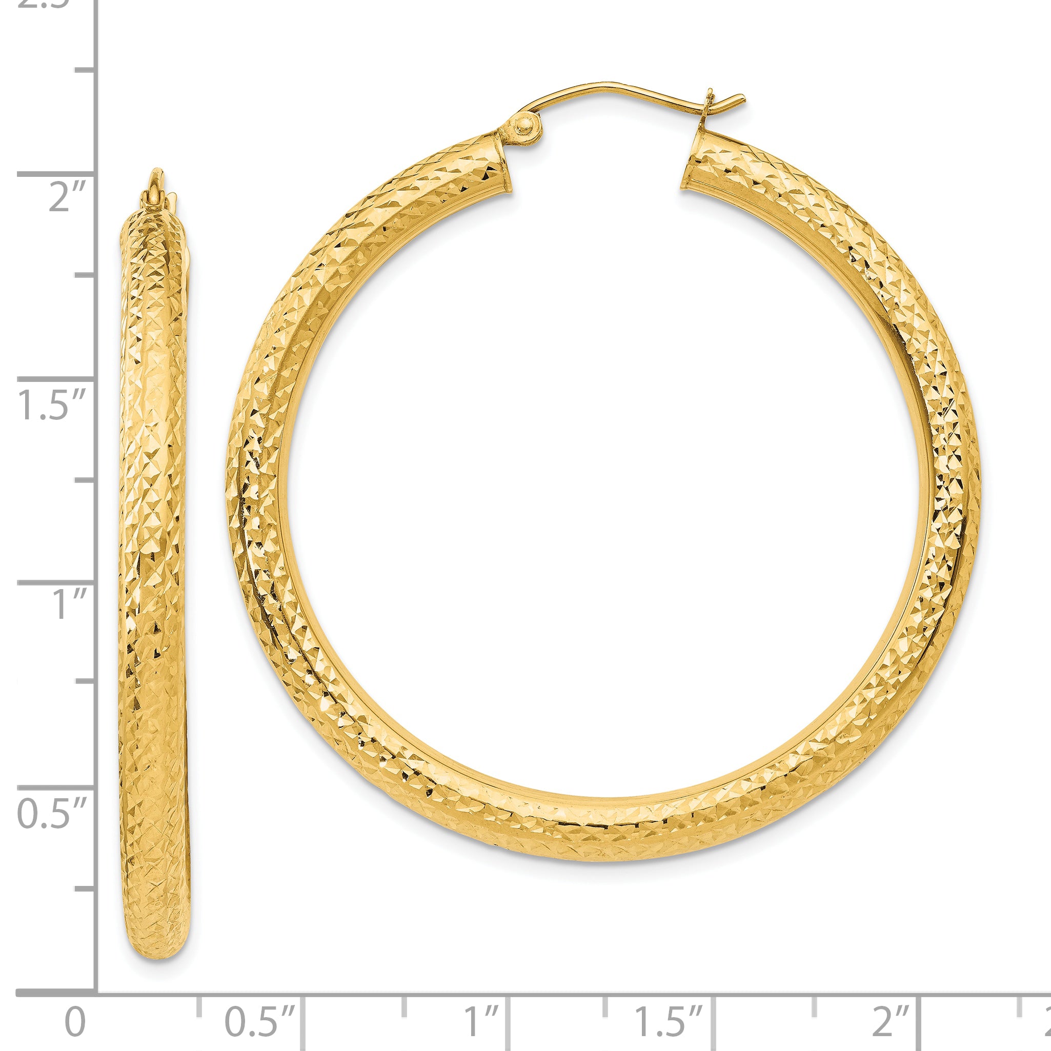 10k Diamond-cut 4mm Round Hoop Earrings