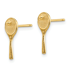 10K Mini Tennis Racquet w/Ball Post Earrings