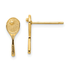 10K Mini Tennis Racquet w/Ball Post Earrings