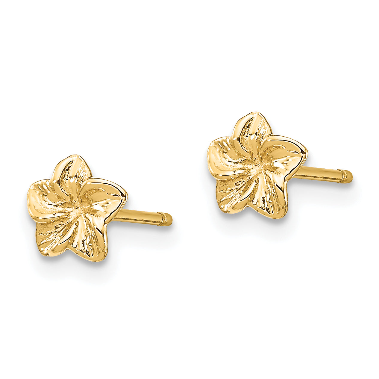 10K Plumeria Flower Post Earrings