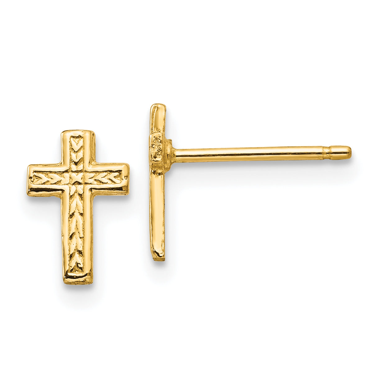 10k Polished Cross Post Earrings