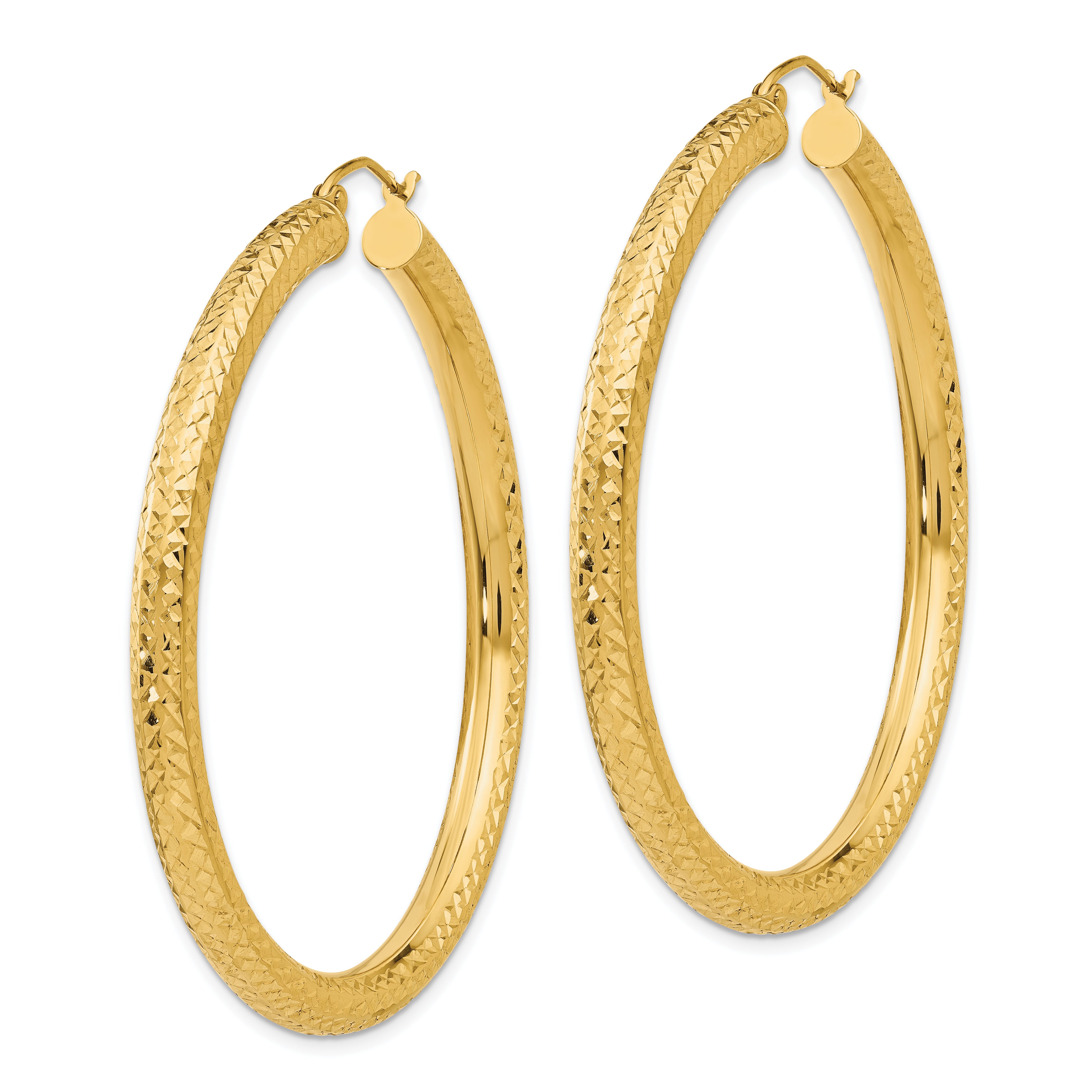 10k Diamond-cut 4mm Round Hoop Earrings