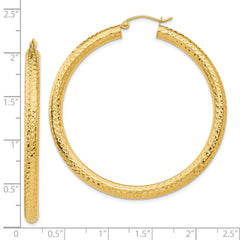 10k Diamond-cut 4mm Round Hoop Earrings