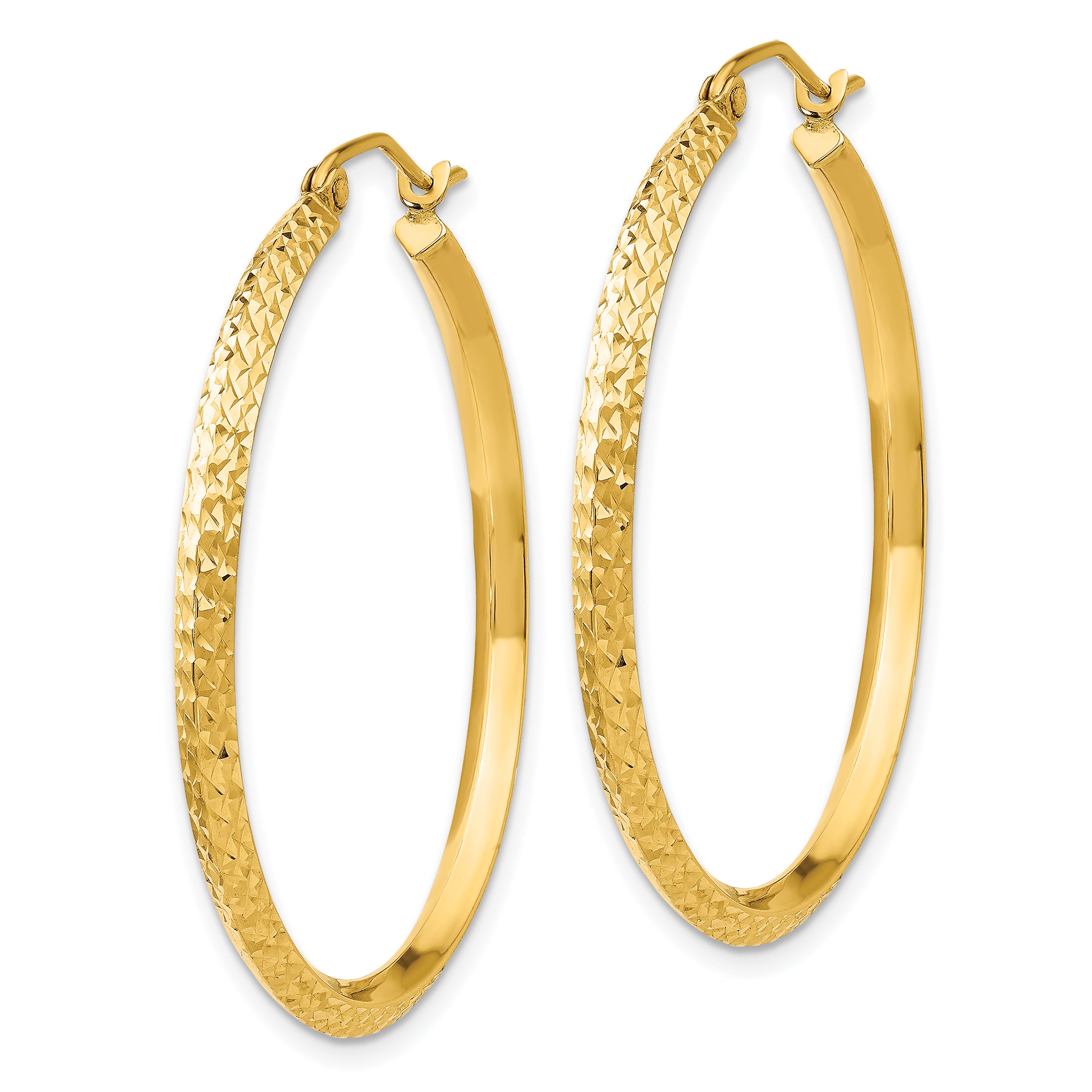 10k Knife Edge Diamond-cut Hollow Hoop Earrings