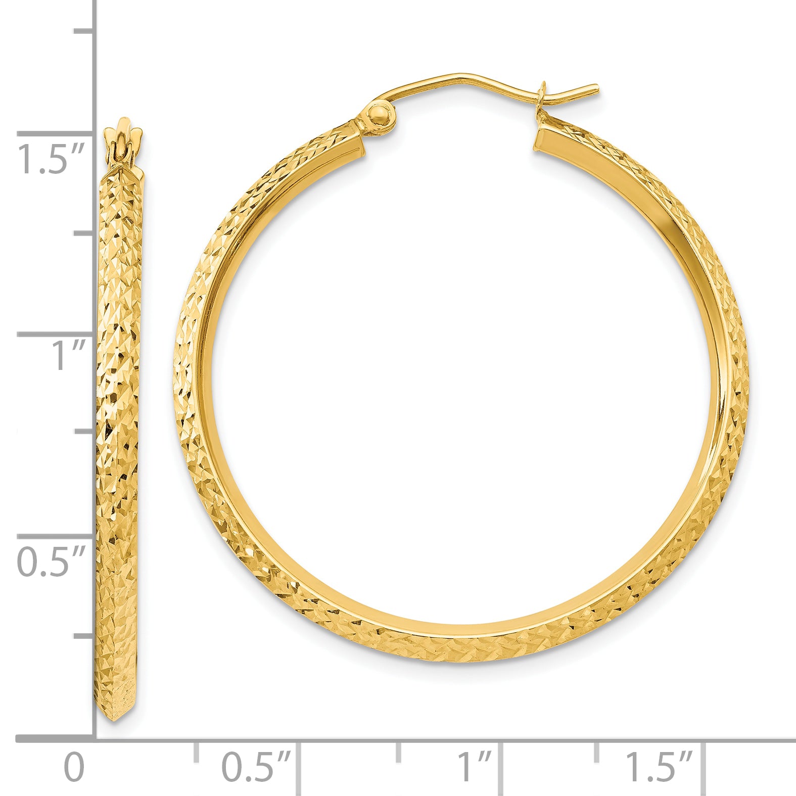 10k Knife Edge Diamond-cut Hollow Hoop Earrings