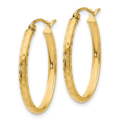 10k Lightweight Diamond-cut Oval Hoop Earrings